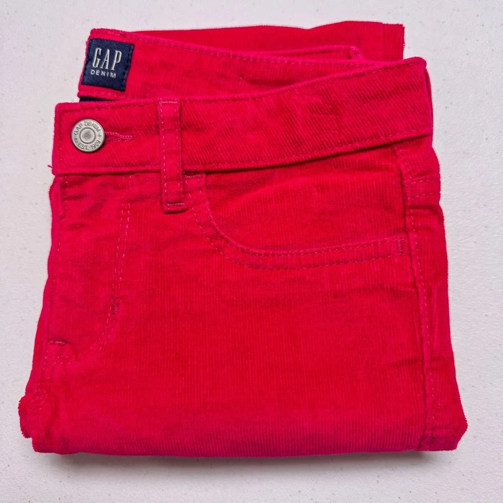 Gap Stretch Jegging Pants Girls‎ 14 Regular Red Corduroy Skinny Mid Rise Denim